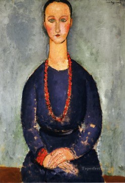 赤いネックレスの女性 1918年 アメデオ・モディリアーニ Oil Paintings